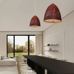 Lampadari Moderni-Selezionato da Mazzolaluce Lampadario a sospensione cupola 50cm rossa carta seta di gelso per tavolo soggiorno