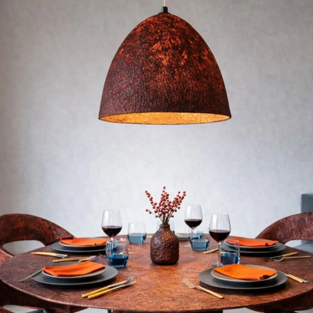 Lampadari Moderni-Selezionato da Mazzolaluce Lampadario a sospensione cupola 50cm rossa carta seta di gelso per tavolo soggiorno