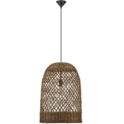 Lampadari Moderni-Selezionato da Mazzolaluce Lampadario a sospensione cupola di rattan marrone per sala da pranzo