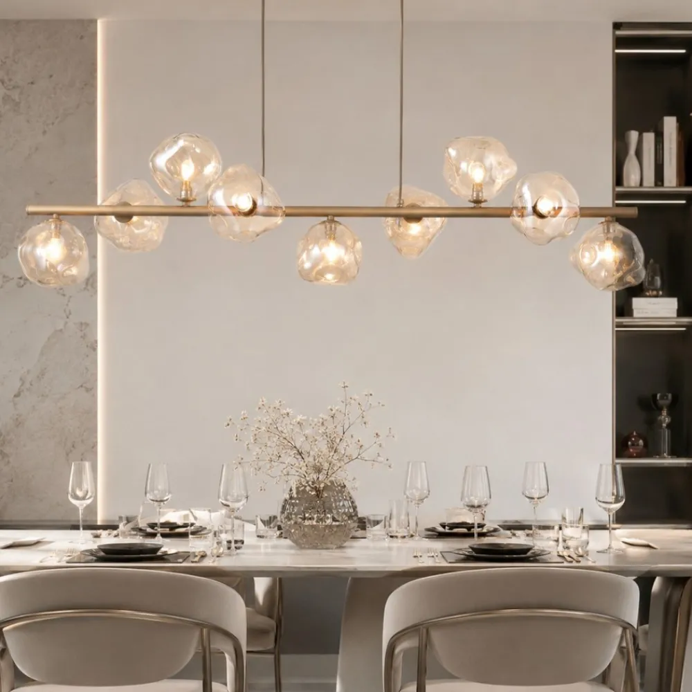 Lampadari Moderni-Selezionato da Mazzolaluce Lampadario a sospensione design moderno sabbia vetri cognac per soggiorno