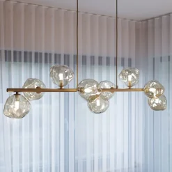 Lampadari Moderni-Selezionato da Mazzolaluce Lampadario a sospensione design moderno sabbia vetri cognac per soggiorno
