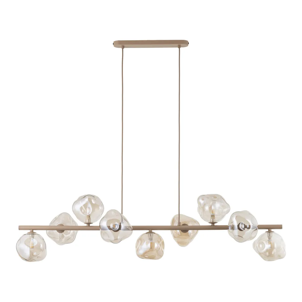 Lampadari Moderni-Selezionato da Mazzolaluce Lampadario a sospensione design moderno sabbia vetri cognac per soggiorno