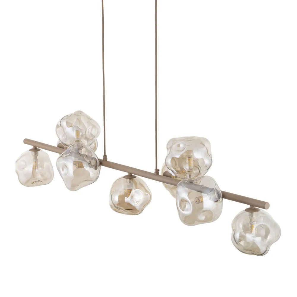 Lampadari Moderni-Selezionato da Mazzolaluce Lampadario a sospensione design moderno sabbia vetri cognac per soggiorno