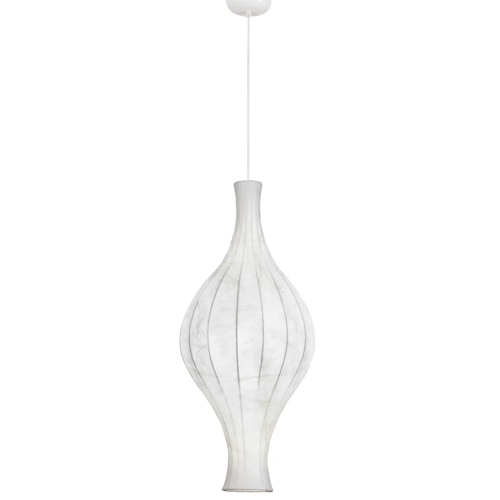Lampadari Moderni-Selezionato da Mazzolaluce Lampadario a sospensione design seta di gelso naturale bianco sabbia