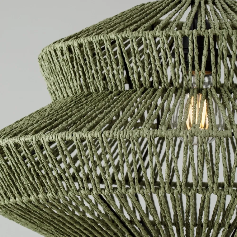 Lampadari Moderni-Selezionato da Mazzolaluce Lampadario a sospensione di rattan verde 50 cm