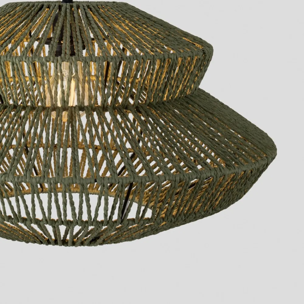 Lampadari Moderni-Selezionato da Mazzolaluce Lampadario a sospensione di rattan verde 50 cm