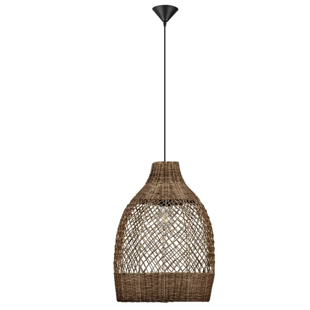 Lampadari Moderni-Selezionato da Mazzolaluce Lampadario a sospensione di rattan marrone intrecciato per sala da pranzo