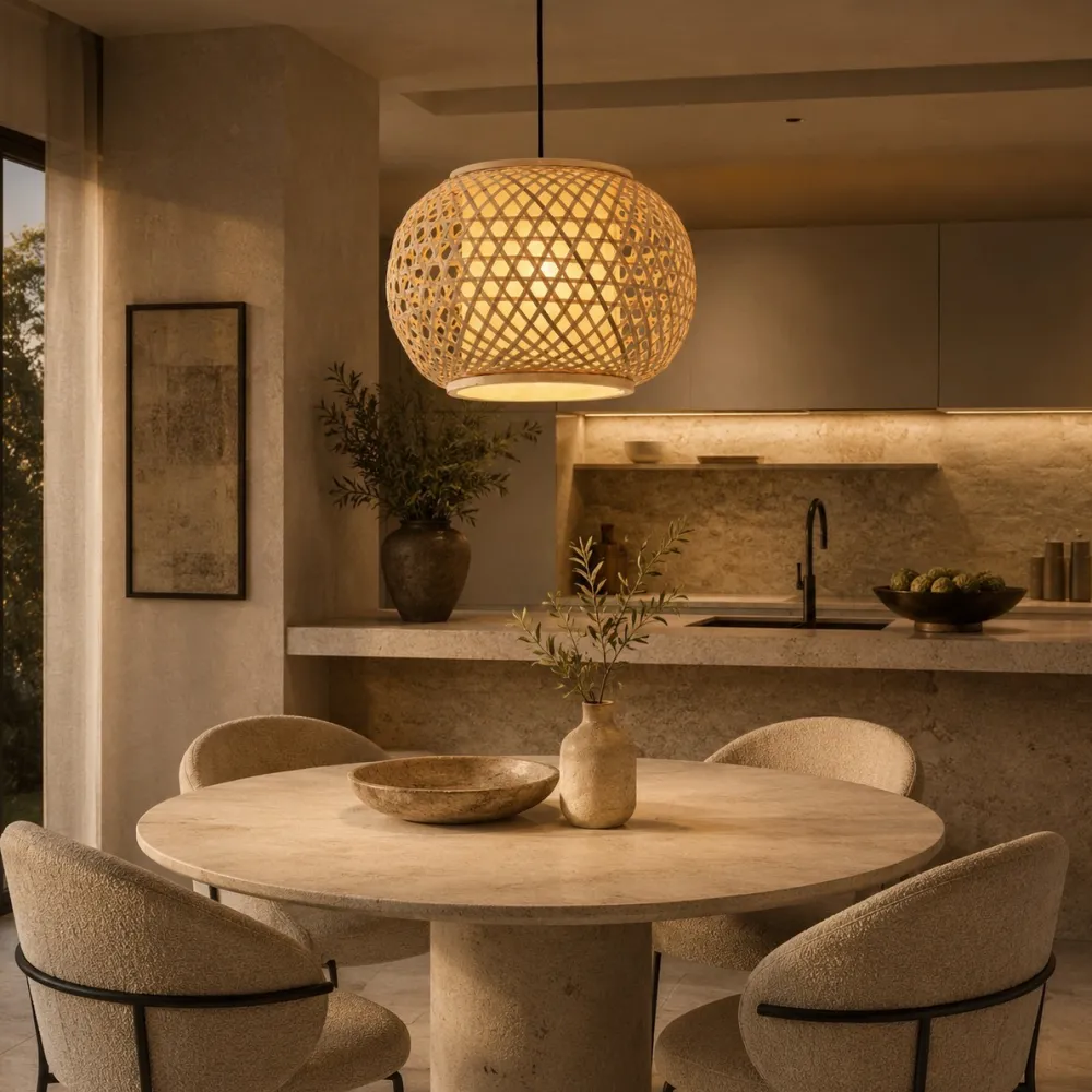 Lampadari Moderni-Selezionato da Mazzolaluce Lampadario a sospensione di rattan 30 cm