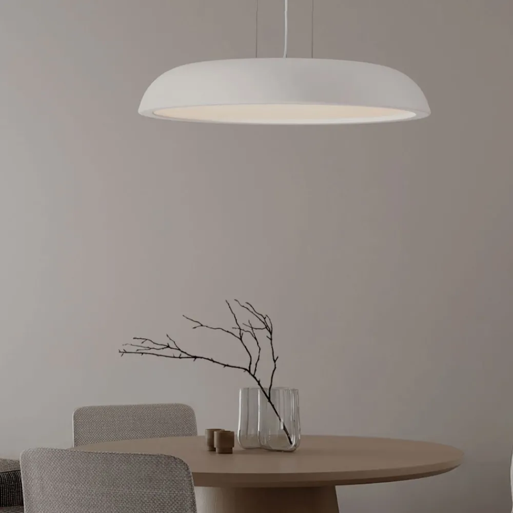 Lampadari Cucina-Selezionato da Mazzolaluce Lampadario a sospensione disco bianco rotondo led 44w 3000k per cucina