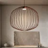 Lampadari Moderni-Selezionato da Mazzolaluce Lampadario a sospensione gabbia di metallo rosso mattone design moderno per soggiorno
