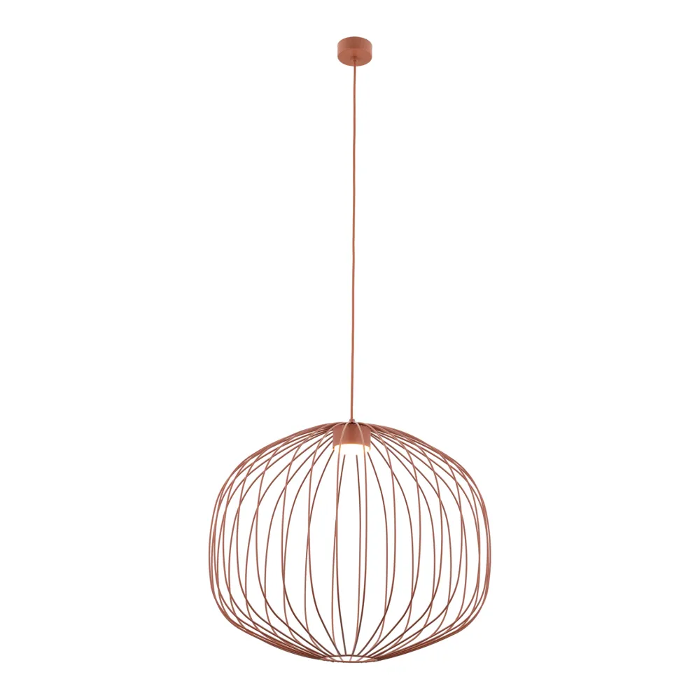 Lampadari Moderni-Selezionato da Mazzolaluce Lampadario a sospensione gabbia di metallo rosso mattone design moderno per soggiorno