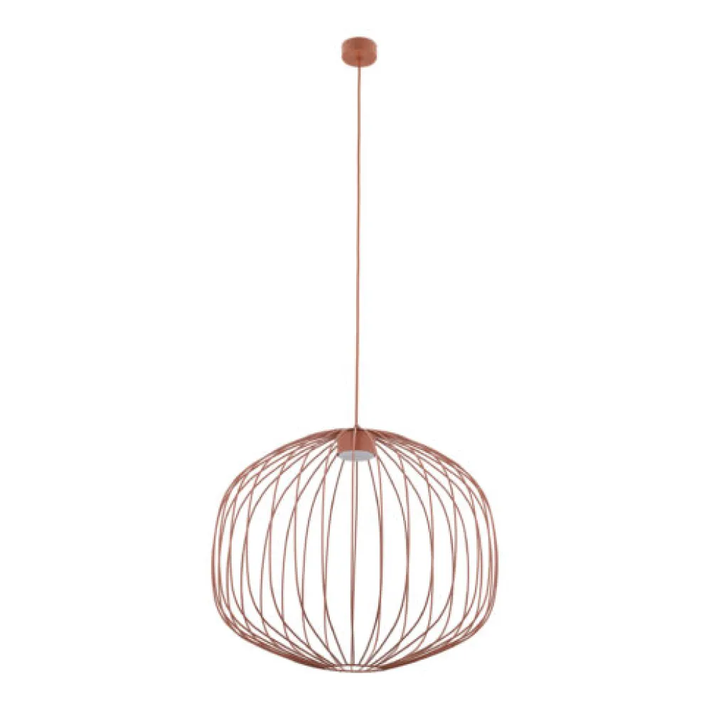 Lampadari Moderni-Selezionato da Mazzolaluce Lampadario a sospensione gabbia di metallo rosso mattone design moderno per soggiorno