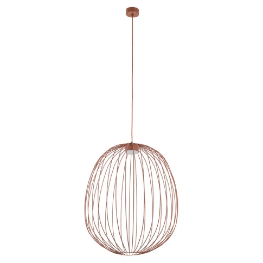 Lampadari Moderni-Selezionato da Mazzolaluce Lampadario a sospensione gabbia di metallo rosso mattone design moderno