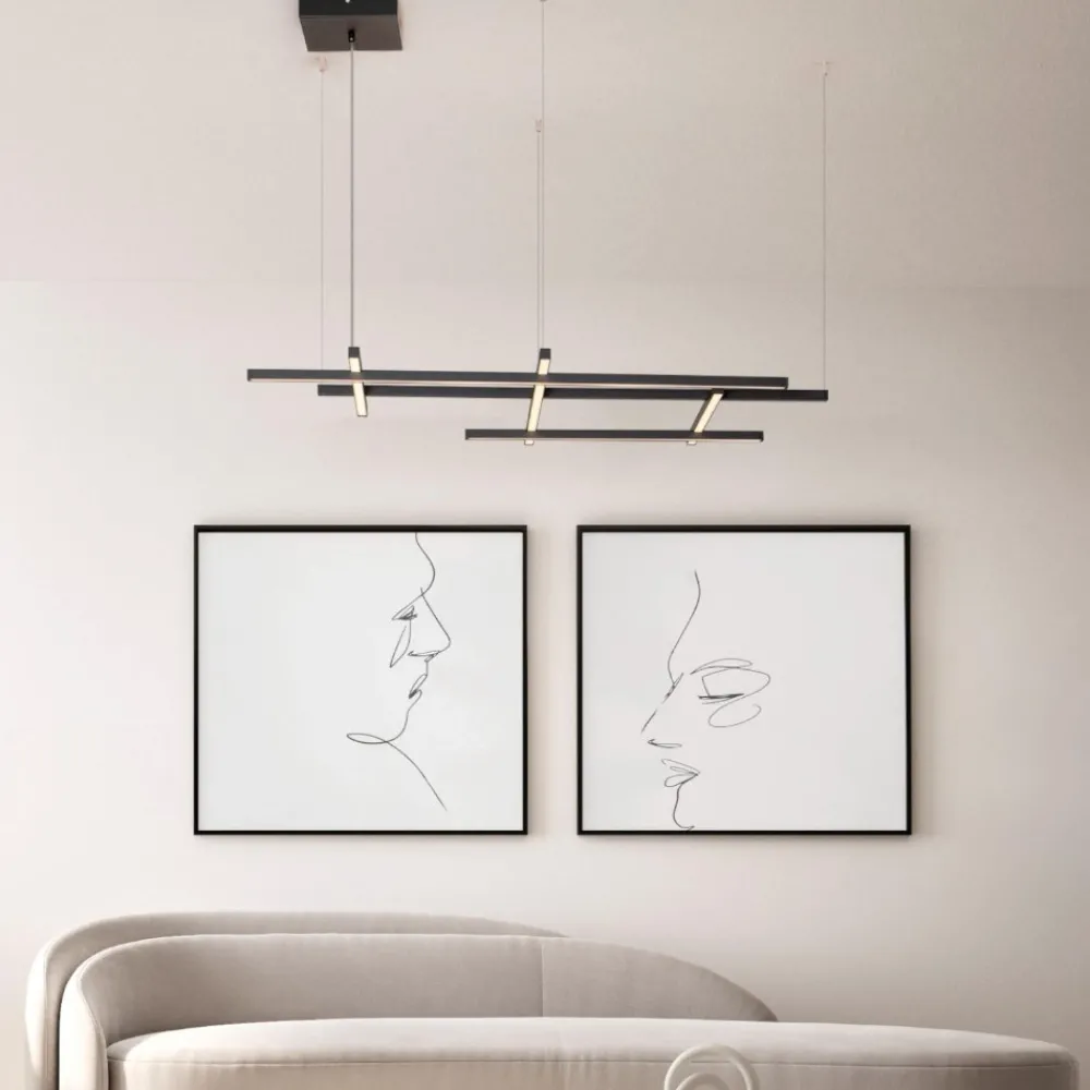 Lampadari Moderni-Selezionato da Mazzolaluce Lampadario a sospensione geometrico nero moderno per soggiorno