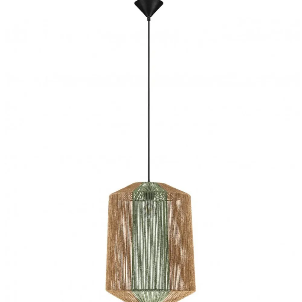 Lampadari Moderni-Selezionato da Mazzolaluce Lampadario a sospensione in rattan corda verde