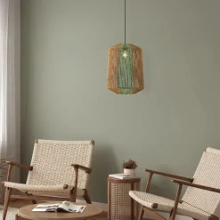 Lampadari Moderni-Selezionato da Mazzolaluce Lampadario a sospensione in rattan corda verde