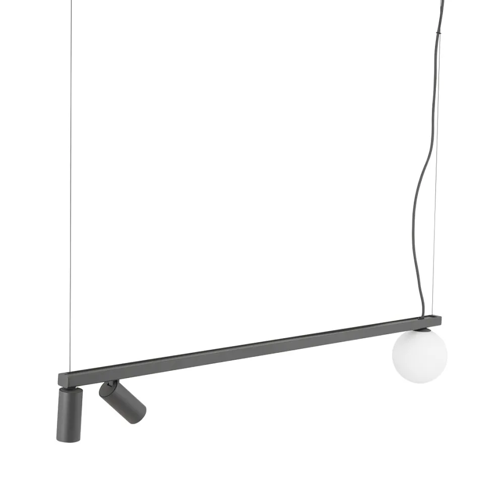 Lampadari Cucina-Selezionato da Mazzolaluce Lampadario a sospensione lungo antracite per illuminazione isola penisola cucina