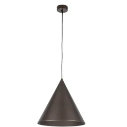 Lampadari Cucina-Selezionato da Mazzolaluce Lampadario a sospensione marrone scuro cono 33 cm di metallo per cucina