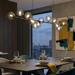Lampadari Moderni-Selezionato da Mazzolaluce Lampadario a sospensione moderno spirale sfere di vetro per sala da pranzo