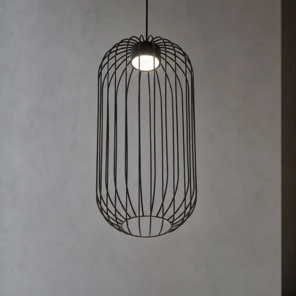 Lampade A Sospensione-Selezionato da Mazzolaluce Lampadario a sospensione nero gabbia di metallo design moderno