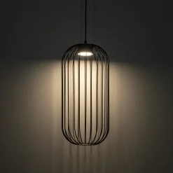 Lampade A Sospensione-Selezionato da Mazzolaluce Lampadario a sospensione nero gabbia di metallo design moderno