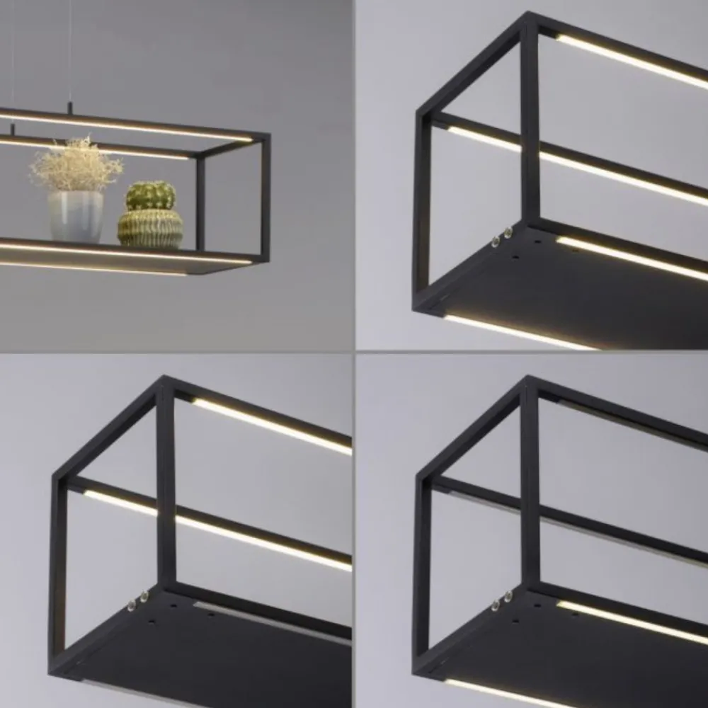 Lampadari Moderni-Selezionato da Mazzolaluce Lampadario a sospensione nero porta oggetti moderno led 3000k