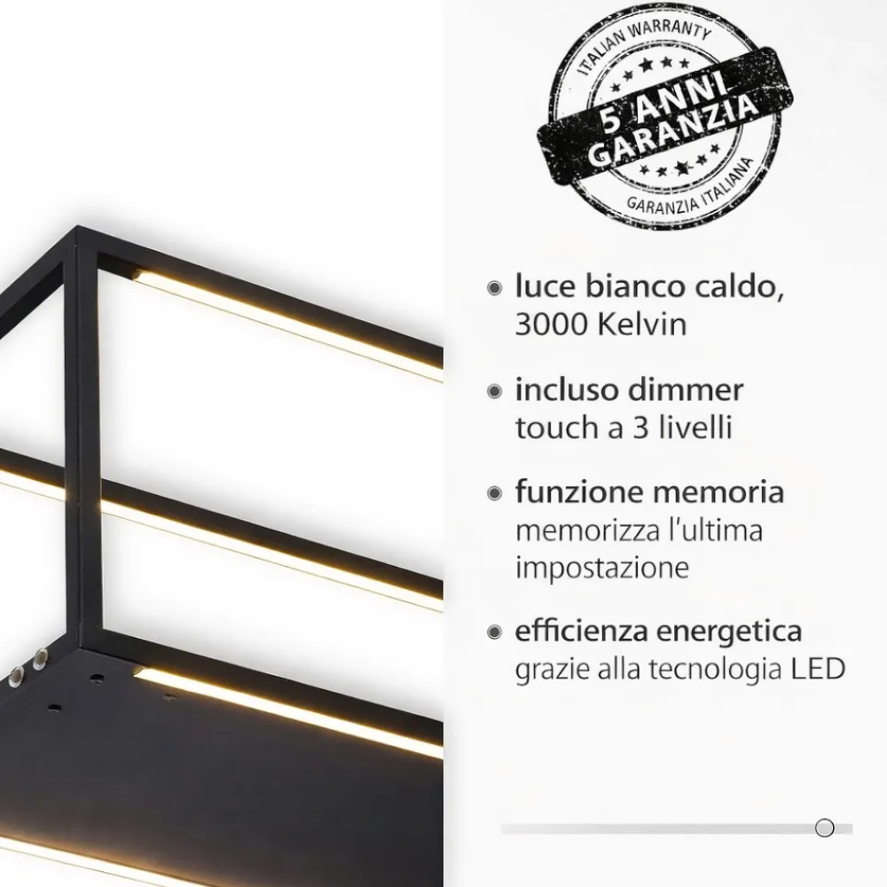 Lampadari Moderni-Selezionato da Mazzolaluce Lampadario a sospensione nero porta oggetti moderno led 3000k