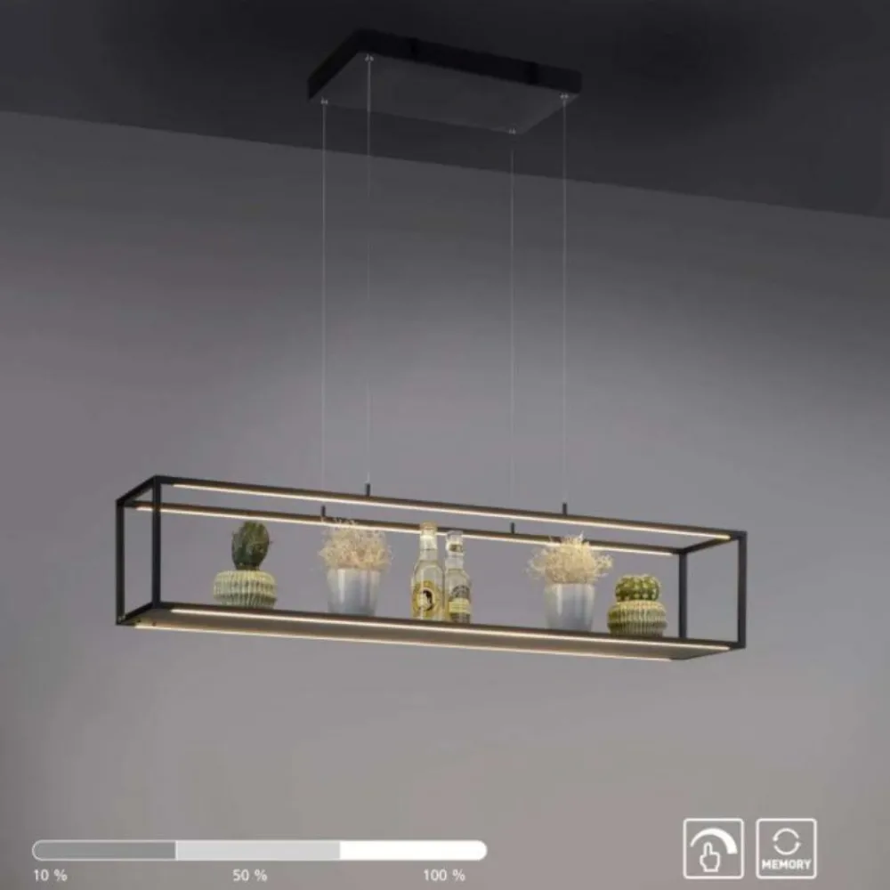 Lampadari Moderni-Selezionato da Mazzolaluce Lampadario a sospensione nero porta oggetti moderno led 3000k