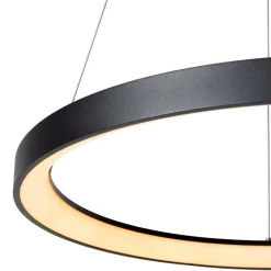 Lampadari Moderni-Selezionato da Mazzolaluce Lampadario a sospensione nero anello led dimmerabile per soggiorno