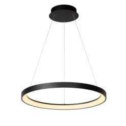 Lampadari Moderni-Selezionato da Mazzolaluce Lampadario a sospensione nero anello led dimmerabile per soggiorno