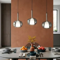 Lampadari Cucina-Fabas Luce Lampadario a sospensione per cucina vetri fume edolo