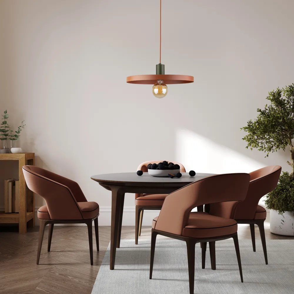 Lampadari Cucina-Selezionato da Mazzolaluce Lampadario a sospensione per sala da pranzo piatto 40 cm mattone verde