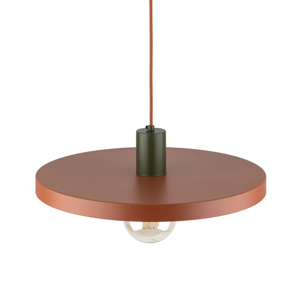 Lampadari Cucina-Selezionato da Mazzolaluce Lampadario a sospensione per sala da pranzo piatto 40 cm mattone verde