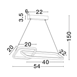 Lampadari Moderni-Selezionato da Mazzolaluce Lampadario a sospensione per soggiorno design moderno rettangoli nero oro led dimmerabile