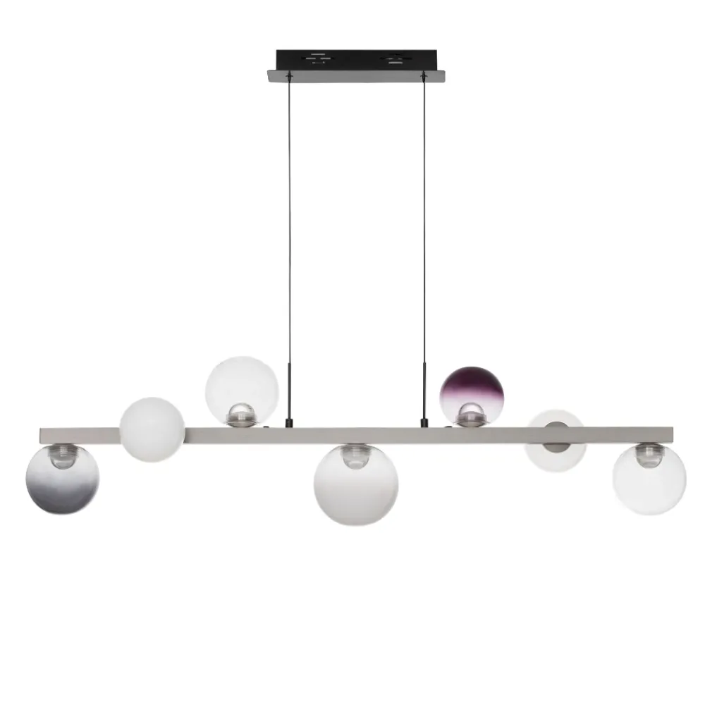 Lampadari Moderni-Selezionato da Mazzolaluce Lampadario a sospensione per soggiorno moderno sfere vetro opale fume viola