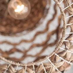 Lampadario Camera Da Letto-Selezionato da Mazzolaluce Lampadario a sospensione sfera di rattan e giacinto essiccato per camera da letto