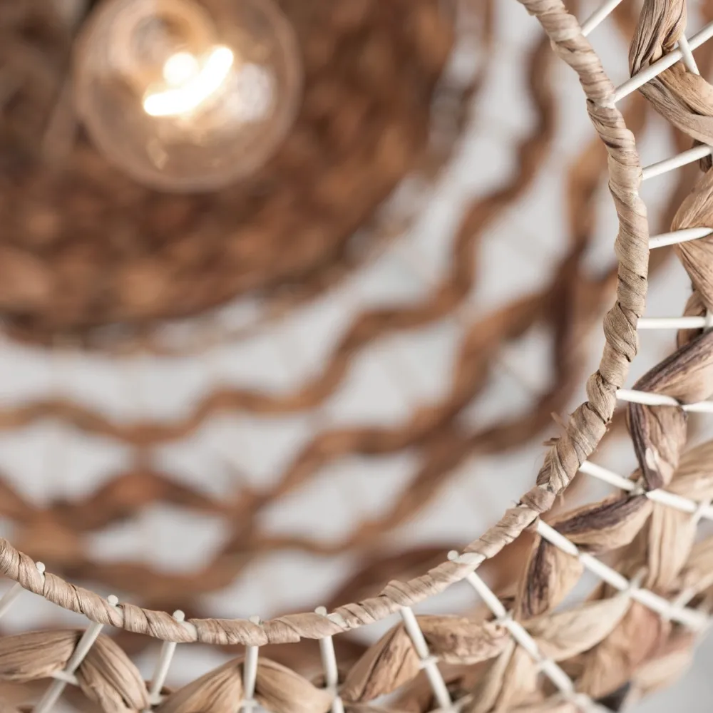 Lampadario Camera Da Letto-Selezionato da Mazzolaluce Lampadario a sospensione sfera di rattan e giacinto essiccato per camera da letto