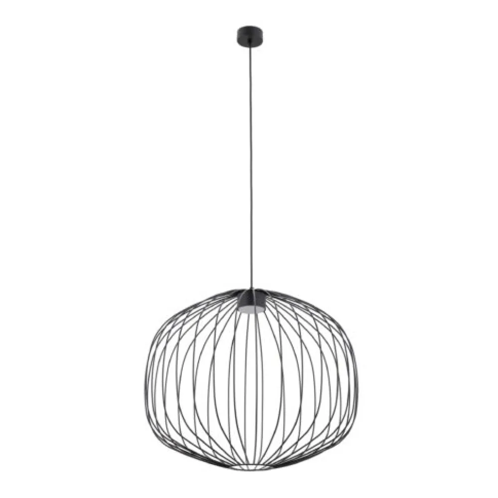 Lampadari Moderni-Selezionato da Mazzolaluce Lampadario a sospensione sfera gabbia di metallo nero per soggiorno moderno