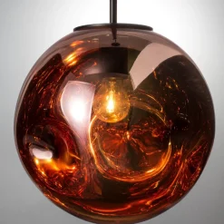 Lampadari Moderni-Selezionato da Mazzolaluce Lampadario a sospensione vetro rame specchiato martellato design moderno