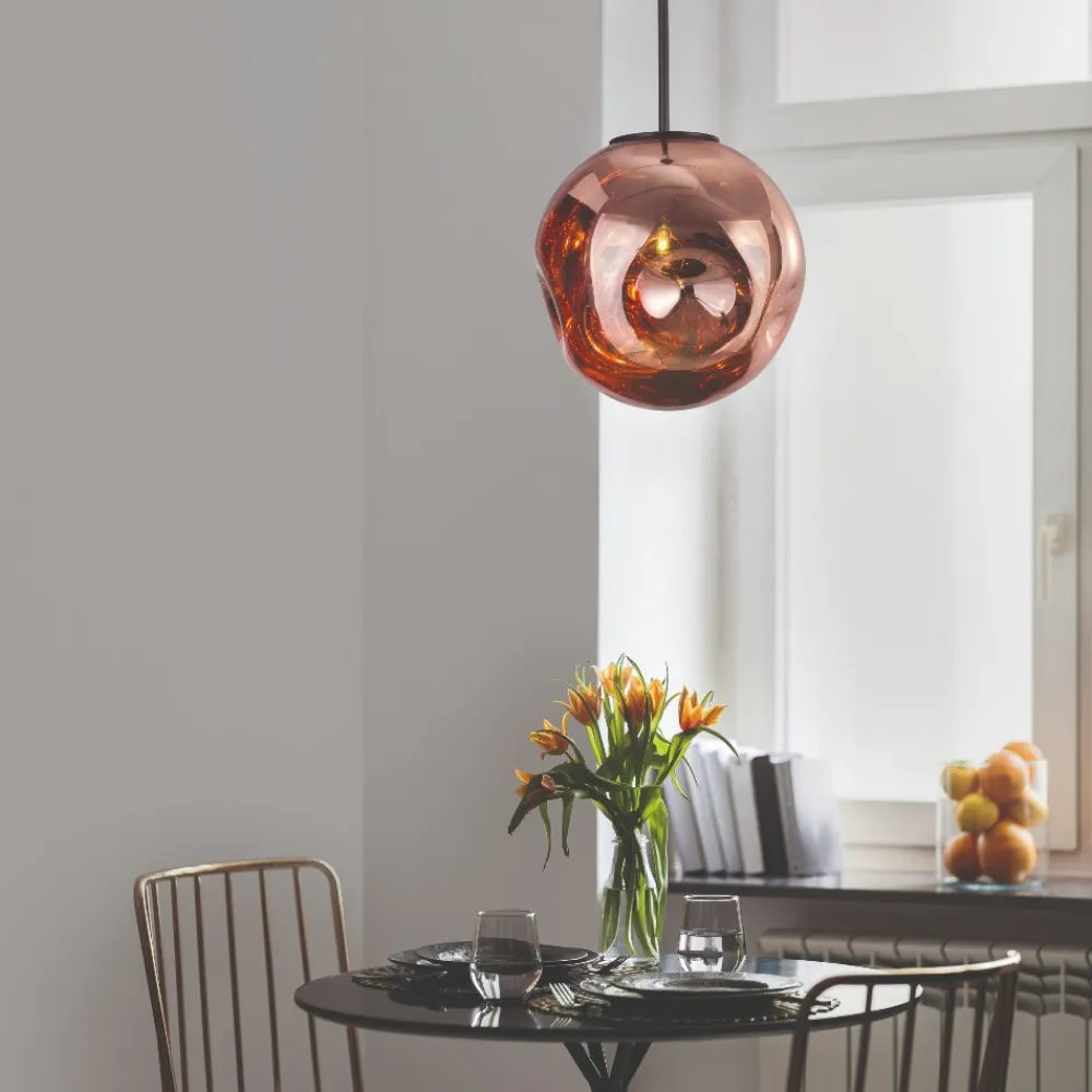 Lampadari Moderni-Selezionato da Mazzolaluce Lampadario a sospensione vetro rame specchiato martellato design moderno