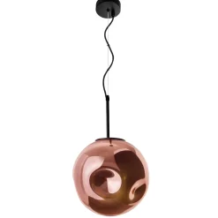Lampadari Moderni-Selezionato da Mazzolaluce Lampadario a sospensione vetro rame specchiato martellato design moderno