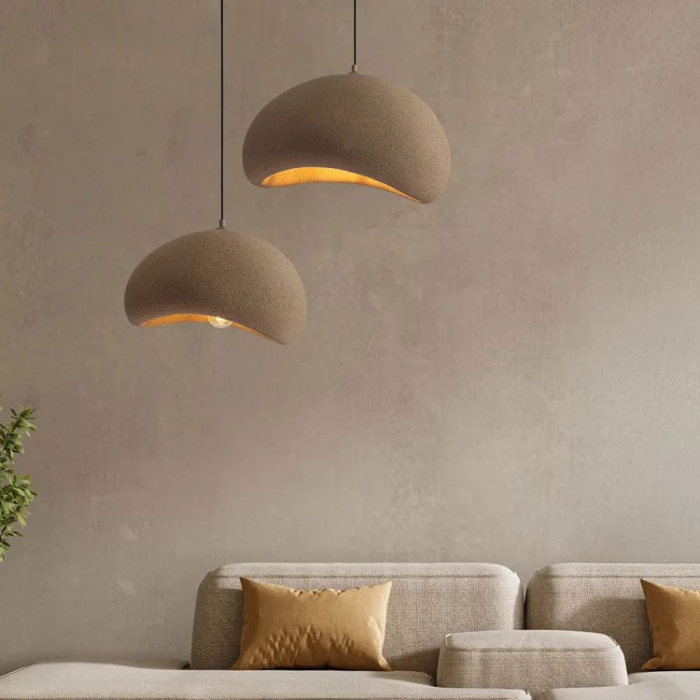 Lampadari Moderni-Selezionato da Mazzolaluce Lampadario a sospensione wabi sabi marrone 50cm design japandi
