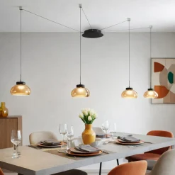Lampadari Moderni-Fabas Luce Lampadario a sospensioni arabella ambra per soggiorno