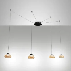 Lampadari Moderni-Fabas Luce Lampadario a sospensioni arabella ambra per soggiorno