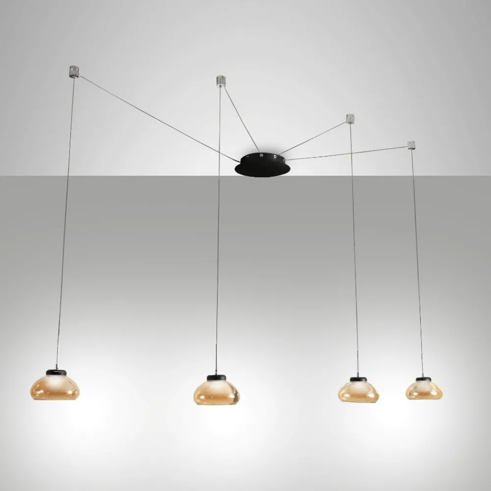 Lampadari Moderni-Fabas Luce Lampadario a sospensioni arabella ambra per soggiorno