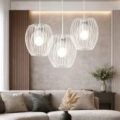 Lampadari Moderni-Fabas Luce Lampadario a sospensioni bianco camp per sala da pranzo