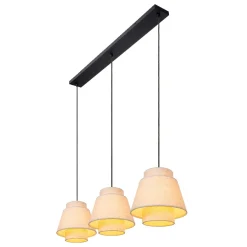 Lampadari Moderni-Selezionato da Mazzolaluce Lampadario a 3 sospensioni con paralumi in tessuto beige