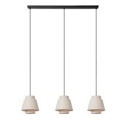 Lampadari Moderni-Selezionato da Mazzolaluce Lampadario a 3 sospensioni con paralumi in tessuto beige