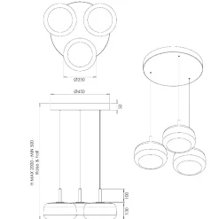 Lampadari Moderni-Fabas Luce Lampadario a sospensioni in vetro cognac fabas devero led 2700k 3000k 4000k