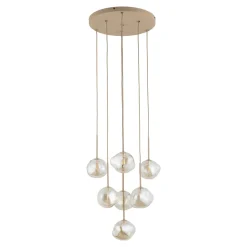 Lampadari Moderni-Selezionato da Mazzolaluce Lampadario a sospensioni in vetro cognac pendenti design moderno per soggiorno